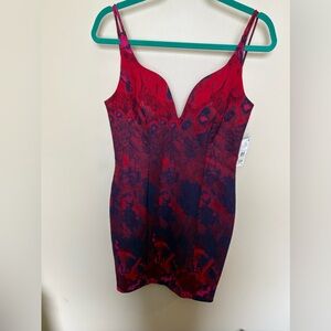 Aidan Mattox Vibrant Spaghetti Strap Jacquard Red Dress size 4 NWT, Read!